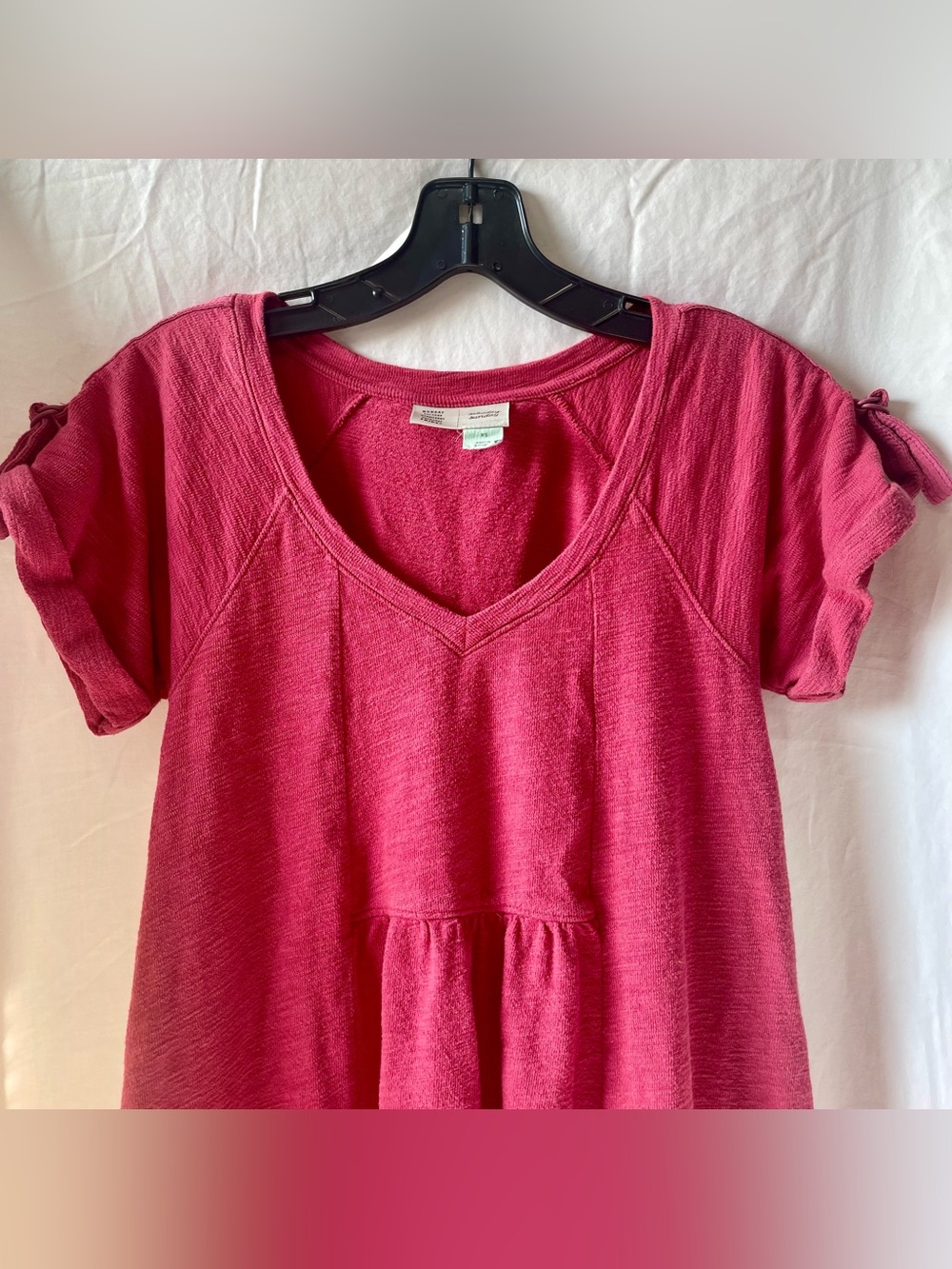 Anthropologie Red Short Sleeve Tiered Dress - Picture 2 of 7